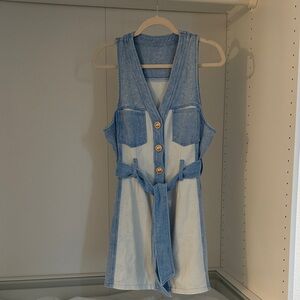 Sleeveless Denim Button-Down Dress
